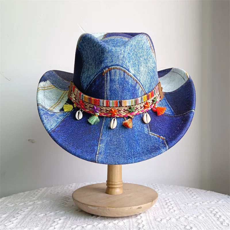 Cowboy Hat Fashion Chic Unisex Solid Color Jazz Hat With Bull Shaped Decor Western Cowboy Hats