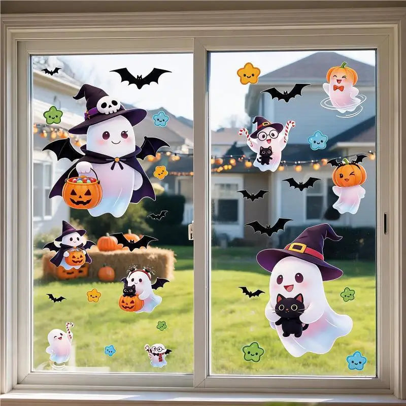 Halloween Window Clings With Ghost Pumpkin Bat Patterns Easy Peel For Home