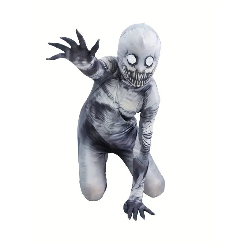 Kids Halloween Grim Reaper Skeleton Zipper Jumpsuit Costume