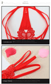 G-string Double Thin Straps Panties Lace Hollowed High Slit Thongs Butterfly Fun Underwear T-back Underpants