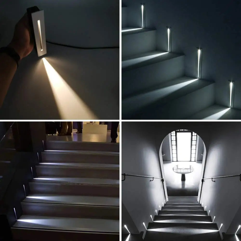 LED Stair Step Ligth 3W Recessed Staircase Wall Light 110V 220V Indoor Corner Wall Lamp Hotel Home Corridor Foyer Night Light
