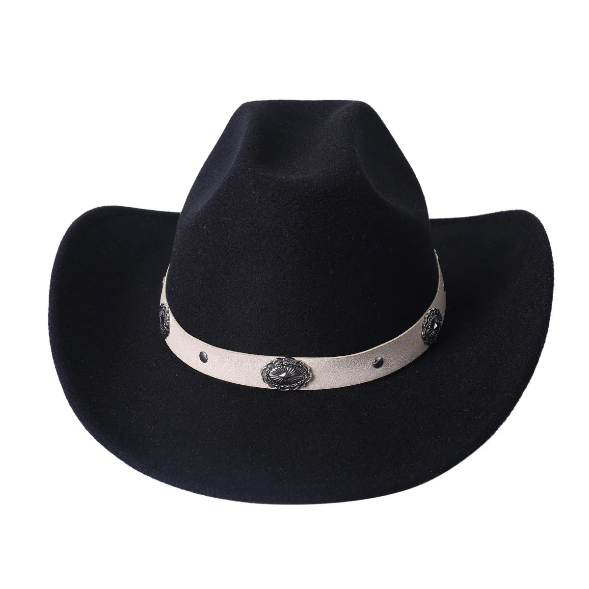 Cowboy Hat Fashion Chic Unisex Solid Color Jazz Hat With Bull Shaped Decor Western Cowboy Hats