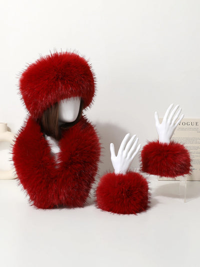 Imitation fox fur headband hats for winter warm earmuffs for girls natural fluffy plush hats