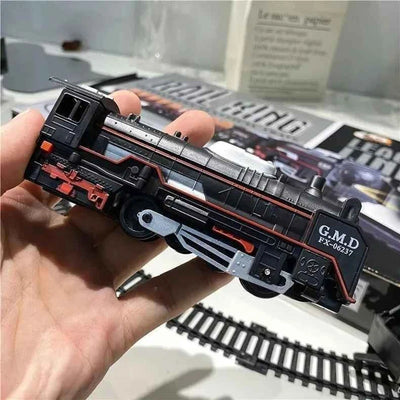 Railway Freight Train Toy Electric Christmas Train Track Set with Light Tracks Model Toys for Kids Gift Children