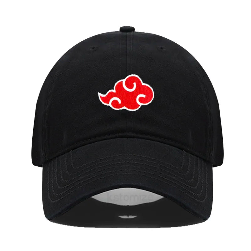 Anime Embroidered Baseball Cap NARUTO Cotton Cap Japanese Akatsuki Logo&nbsp; Embroidery Baseball Caps Black Snapback Hat