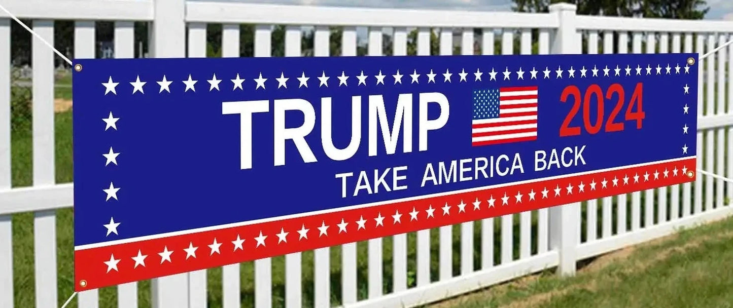 Trump Keep America Great Again 2024 Banners with 4 Grommets Polyester for Yard Advertising Outdoor and Indoor Hanging Decoration