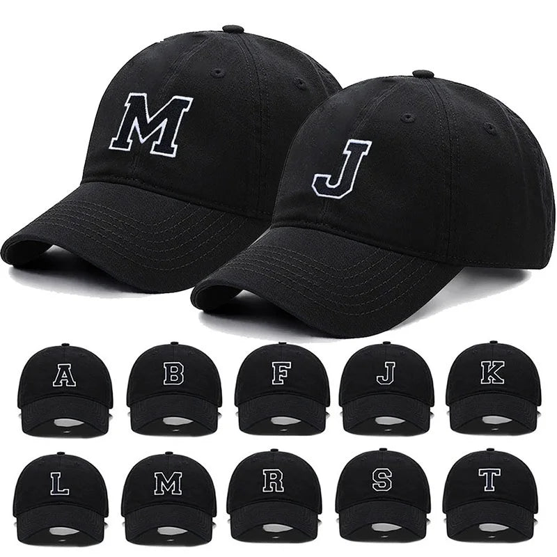 Letter A-Z Embroider Baseball Cap For Men Womne High Quality Soft Cotton Fashion Team Sport Visors Snapback Caps