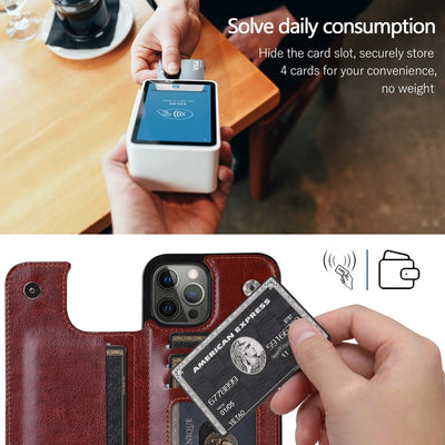 Wallet Double Button Stand Leather Case For iPhone 14 Pro Max 13 Pro 12 11 SE 2022 X XR XS Max 8 7 6 6S Plus 5 5S With Card Slot