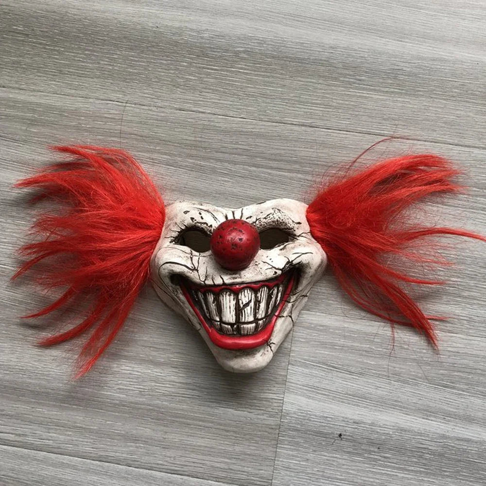 Joker Mask Cosplay Bloody Half Face Clown Latex Masks Halloween Carnival Purim Party Costume Props