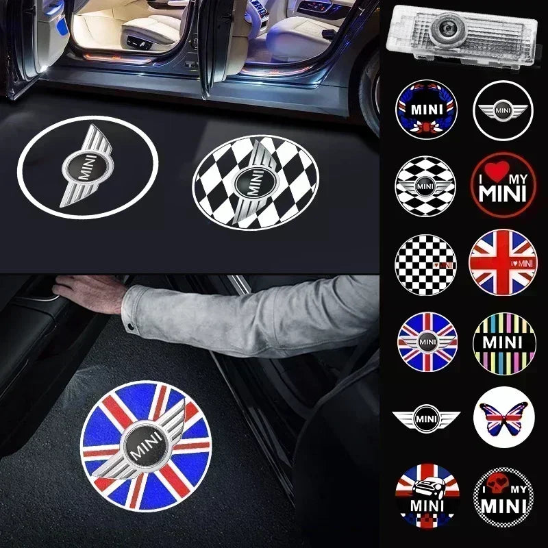 Car Door Welcome Lamps HD LED Laser Projectaor Lights 2PC For MINI Cooper One S JCW R56 R55 R53 F55 F56 R57 R60