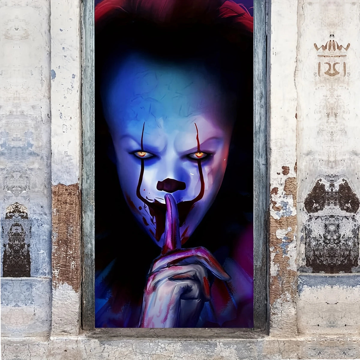 Halloween banner is decorated, served as a prank or treated to a creepy creepy IT themed background