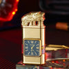 Clock Double Flame Creative Butane Gas Lighter Metal Convenient Outdoor Windproof Turbine Torch Jet Recycling Lighter