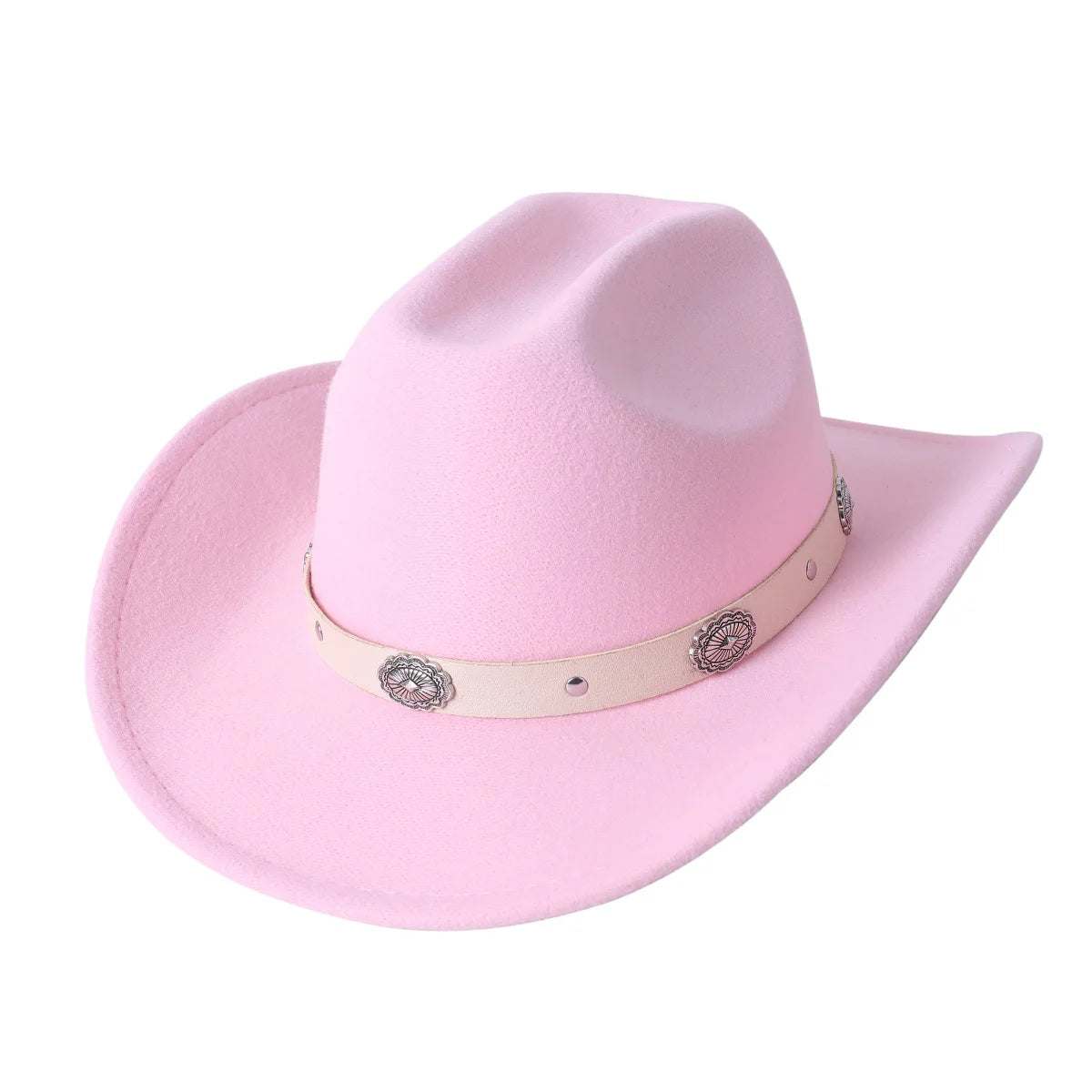 Cowboy Hat Fashion Chic Unisex Solid Color Jazz Hat With Bull Shaped Decor Western Cowboy Hats