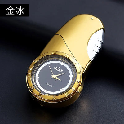 Gold Watch Windproof Jet Butane Lighter Torch Turbo Gas Inflatable Lighter Cigar Cigarette Accessories Men's Gift