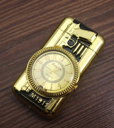 Gold Watch Windproof Jet Butane Lighter Torch Turbo Gas Inflatable Lighter Cigar Cigarette Accessories Men's Gift