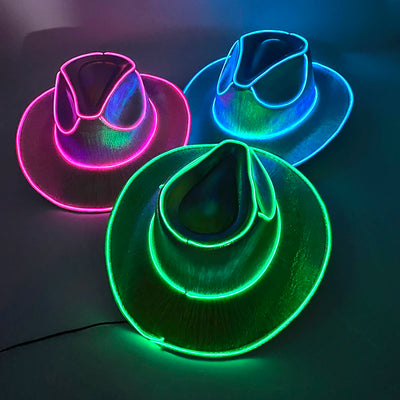 Pearlescent Cowboy Hat Dance Costume Decorate Glowing Cowgirl Cap Glowing For Neon NightClub