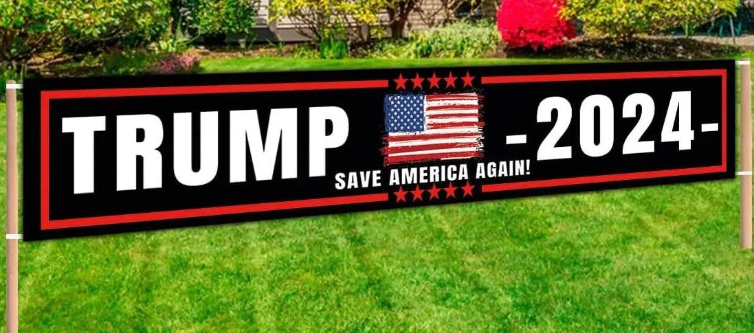 Trump Keep America Great Again 2024 Banners with 4 Grommets Polyester for Yard Advertising Outdoor and Indoor Hanging Decoration
