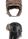 Hat Men Women's Pilot Aviator Bomber Trapper Hat Faux Fur Leather Snow Cap with Ear Flaps Pilot Winter Bomber Hat