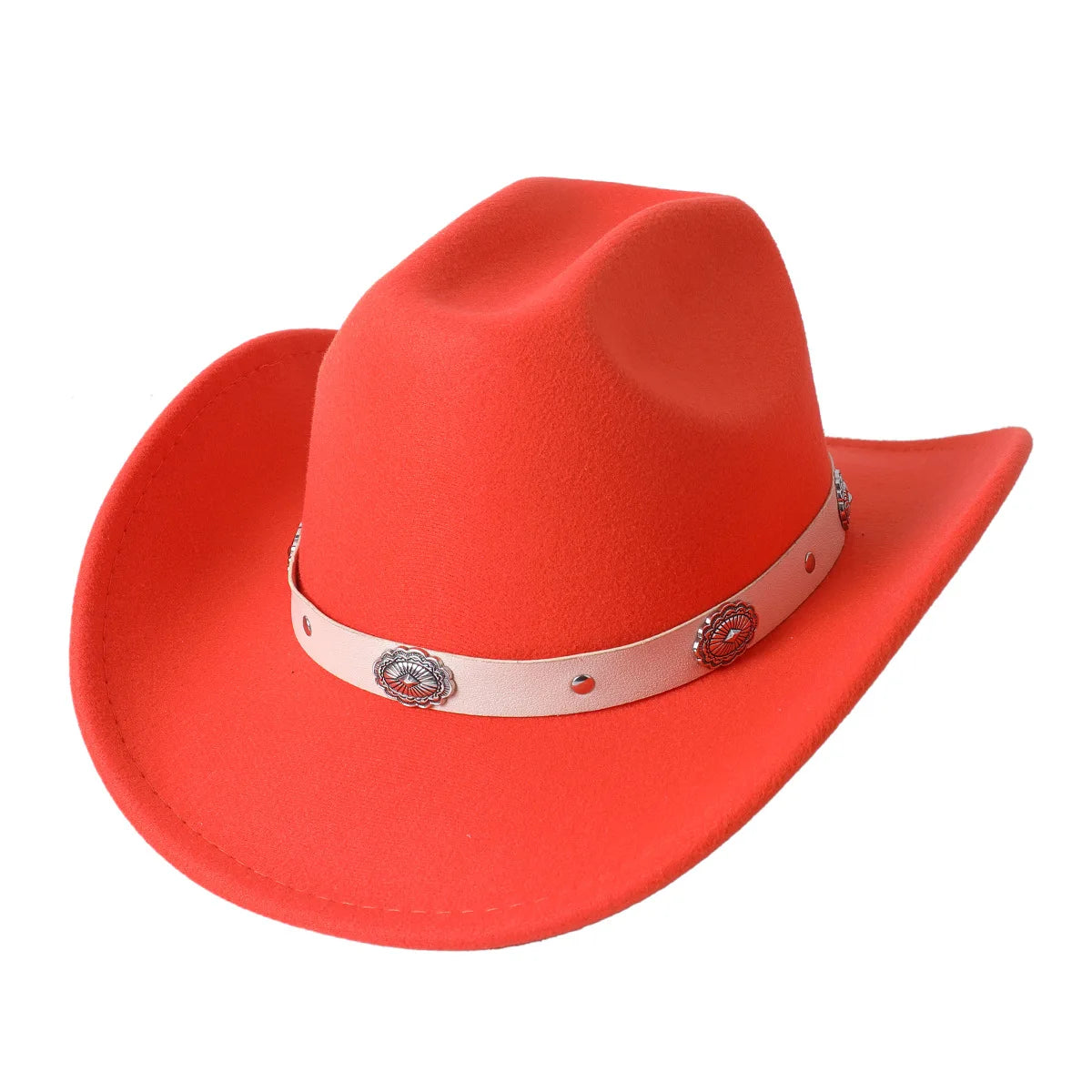 Cowboy Hat Fashion Chic Unisex Solid Color Jazz Hat With Bull Shaped Decor Western Cowboy Hats