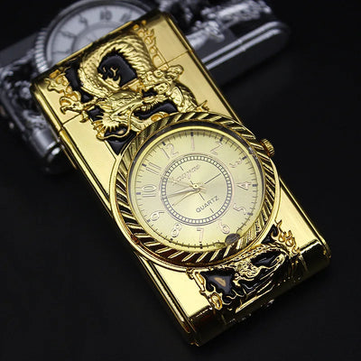 Gold Watch Windproof Jet Butane Lighter Torch Turbo Gas Inflatable Lighter Cigar Cigarette Accessories Men's Gift