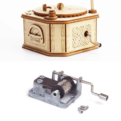 3D Wooden Gramophone Music Box Puzzles Construction Models Set Toys DIY Assembling Machnical Christmas Gift