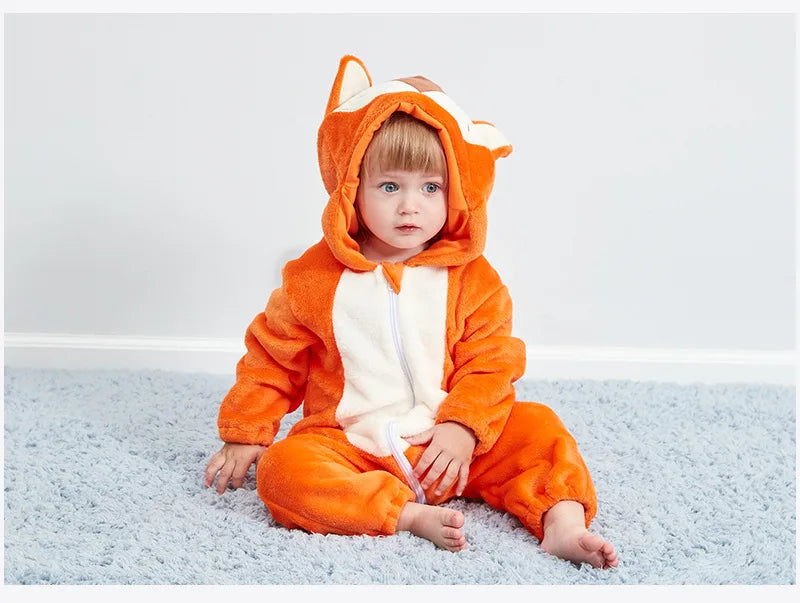 Baby Rompers Winter Costume Flannel for Girl Boy Toddler Infant Clothes Kids Overall Animals