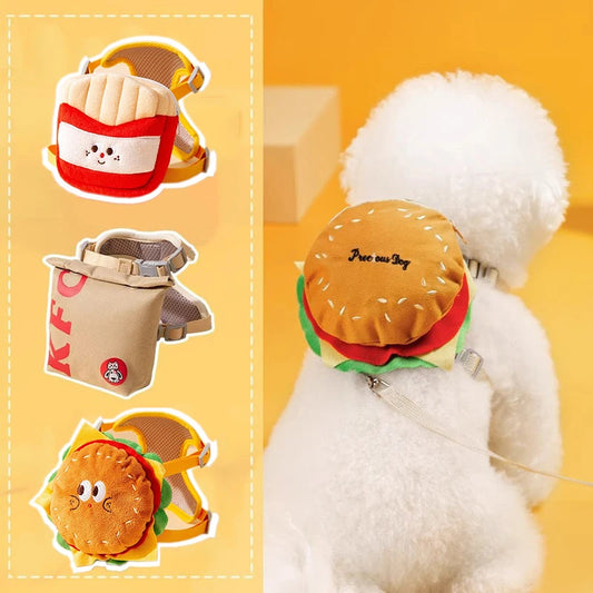 Bag Dog Harness Set Outdoor Decorate Small Medium Puppy Cat Leash Durable Polyester Anti Lost Walking Pet Accessories
