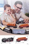 Railway Freight Train Toy Electric Christmas Train Track Set with Light Tracks Model Toys for Kids Gift Children