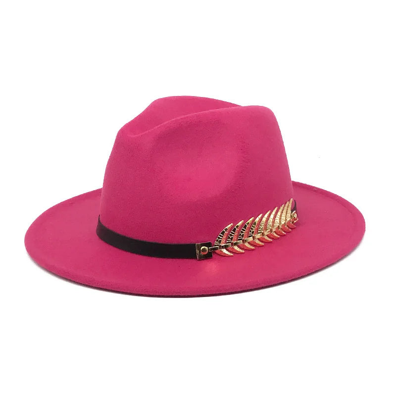 Fedora hat neutral wide brim jazz hat feather belt autumn and winter british vintage panama hat