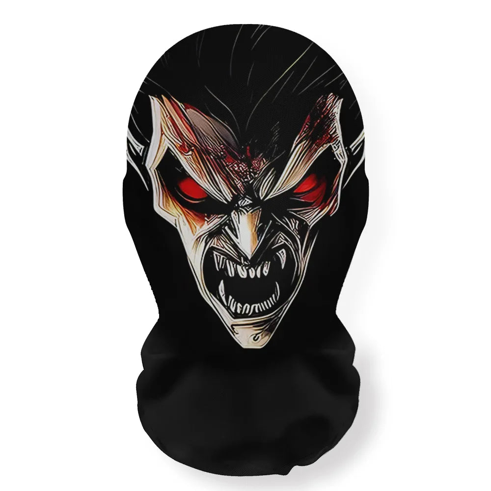 Halloween Skeleton Mesh Hood Mask | Elastic Breathable | Scary Party Cosplay Face Cover