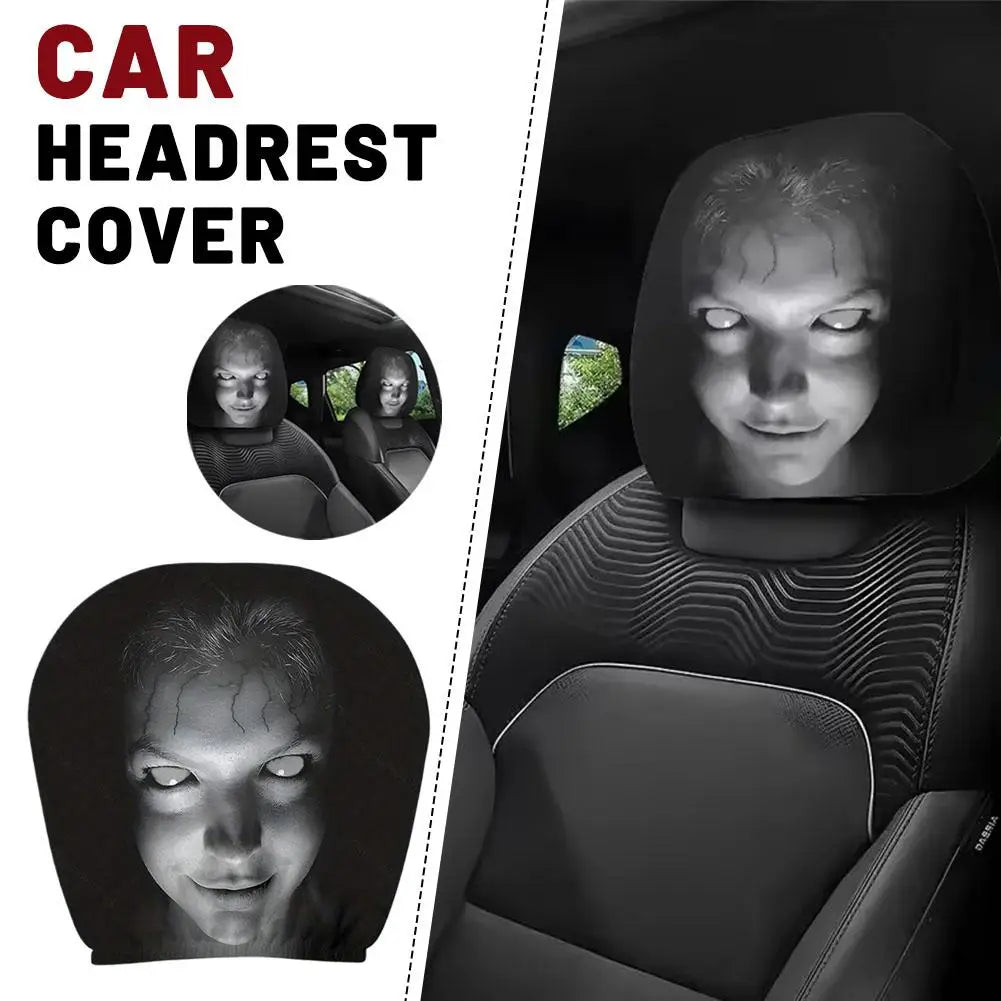 2Pcs Halloween Decor Car Seat Cover Horror Design Car Headrest Covers Breathable Elastic Car Headrest Cover for Sedan, Truck, SUV