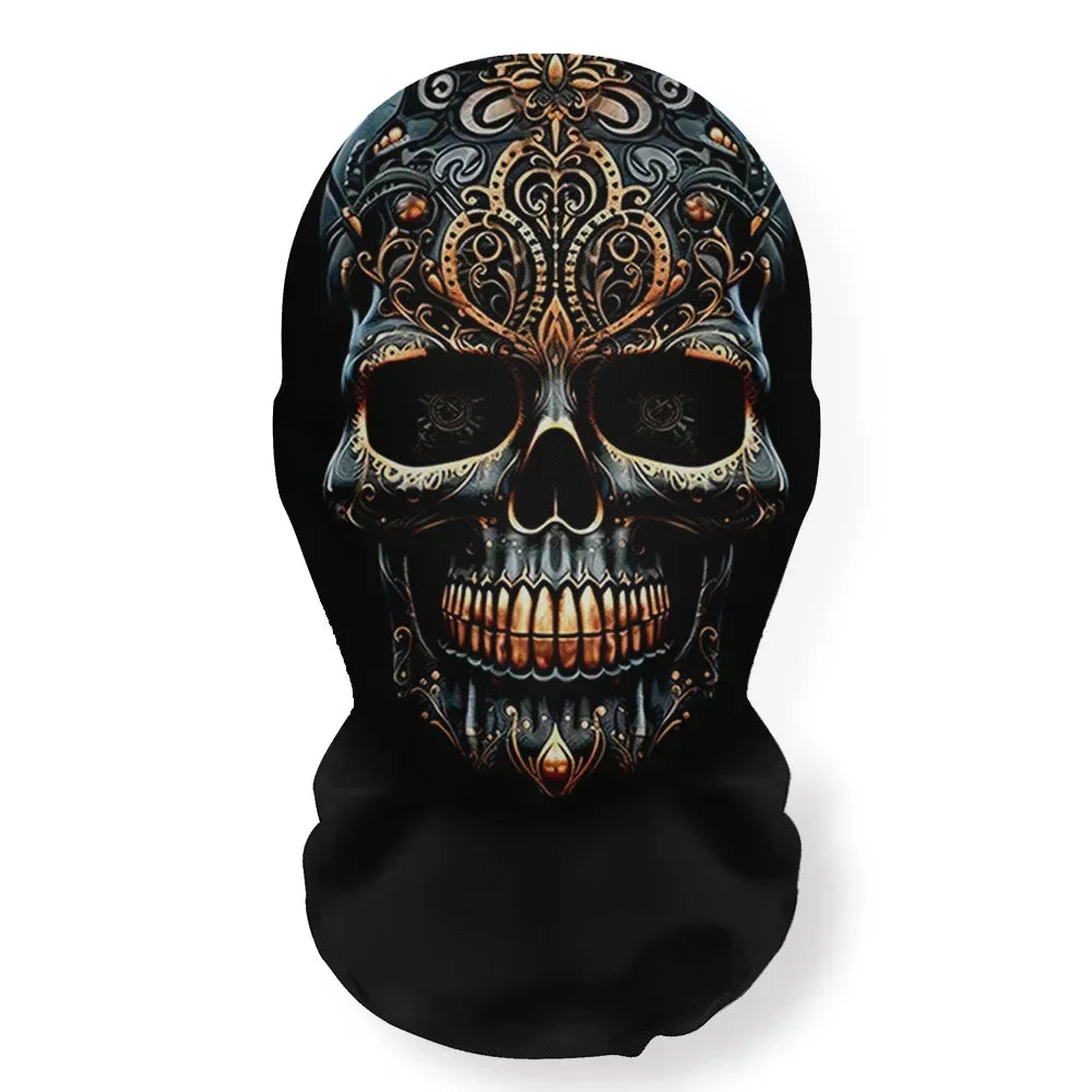 Halloween Skeleton Mesh Hood Mask | Elastic Breathable | Scary Party Cosplay Face Cover