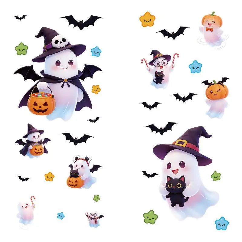 Halloween Window Clings With Ghost Pumpkin Bat Patterns Easy Peel For Home
