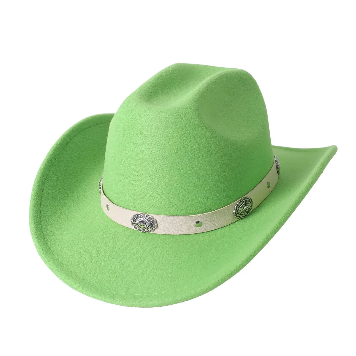 Cowboy Hat Fashion Chic Unisex Solid Color Jazz Hat With Bull Shaped Decor Western Cowboy Hats