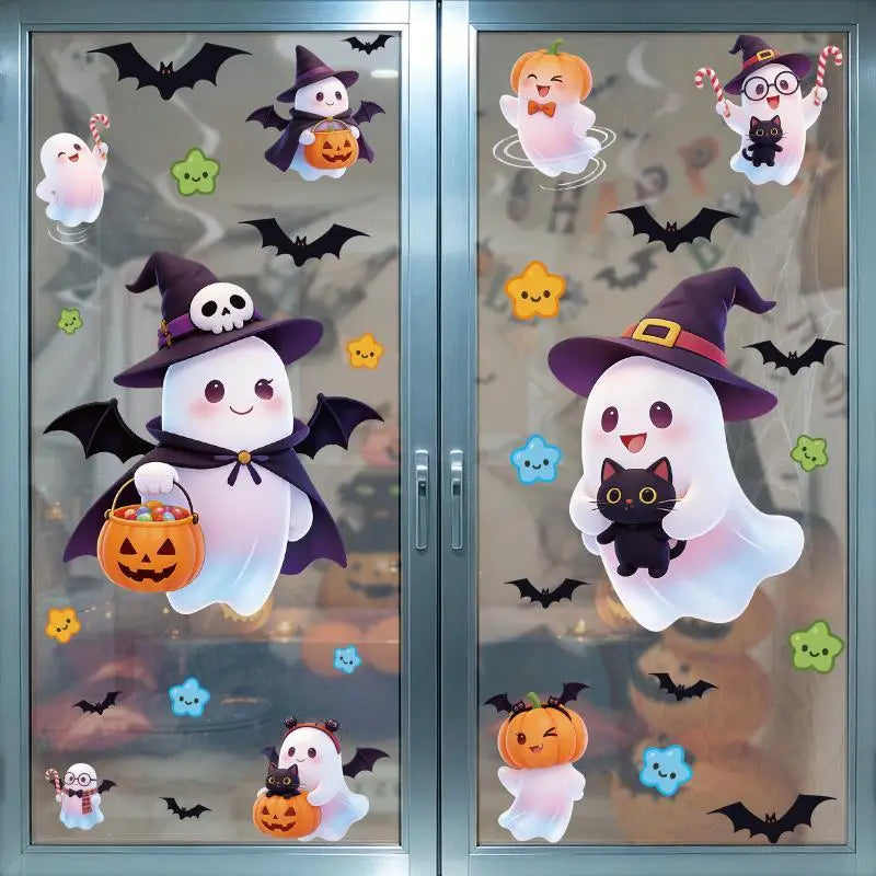 Halloween Window Clings With Ghost Pumpkin Bat Patterns Easy Peel For Home