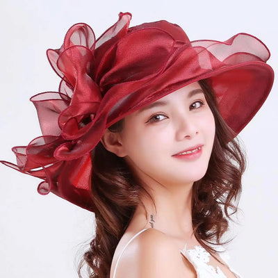 Flower Lady Hat Summer Organza Wide Brim Sunscreen Kentucky Derby Hats For Women