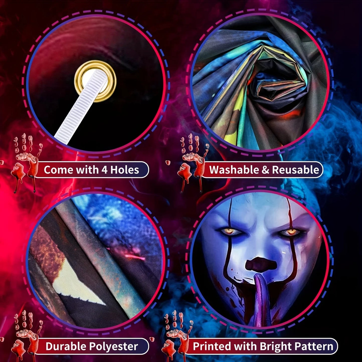Halloween banner is decorated, served as a prank or treated to a creepy creepy IT themed background