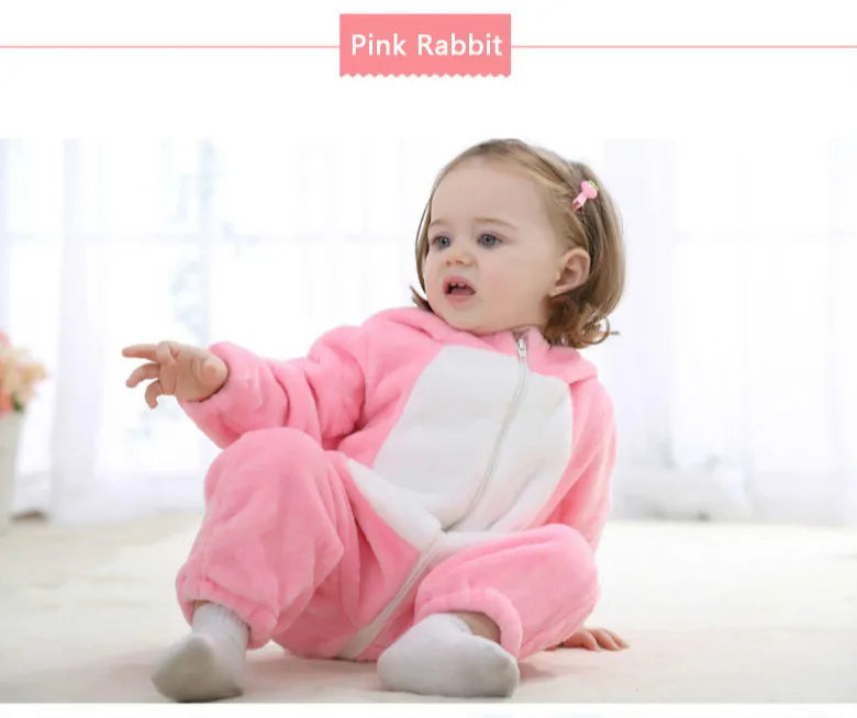 Baby Rompers Winter Costume Flannel for Girl Boy Toddler Infant Clothes Kids Overall Animals