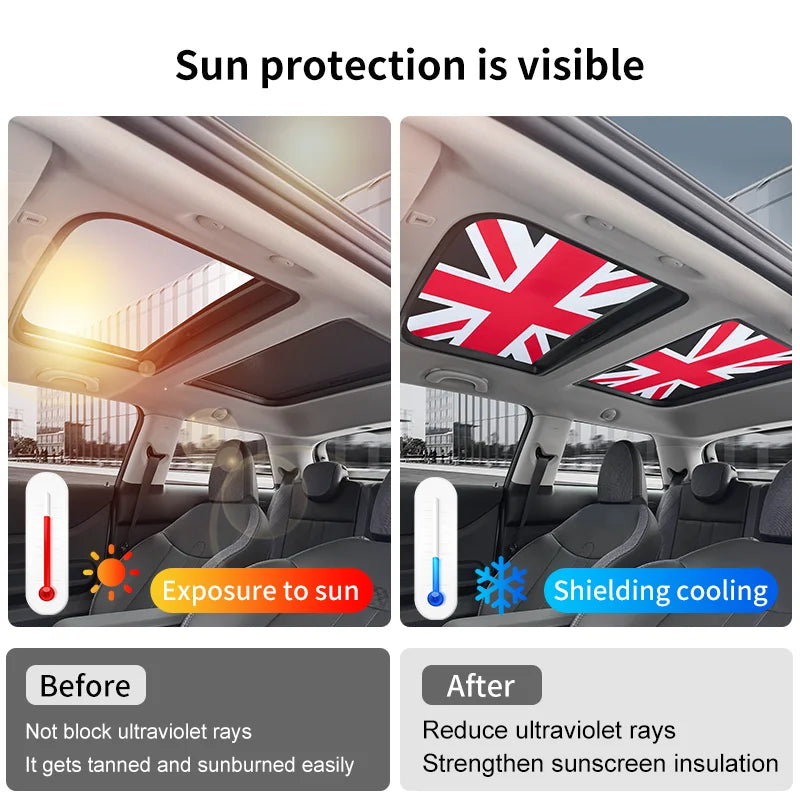 Car Sunroof Sunshade Cover For Mini Cooper F56 F60 F55 R56 R60 F65 F66 Sunscreen Protector UV Heat Isolate Foldable Accessories