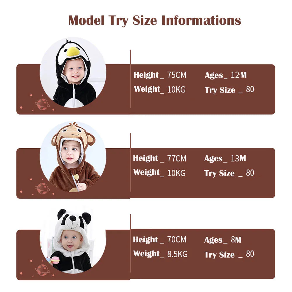 Baby Rompers Winter Costume Flannel for Girl Boy Toddler Infant Clothes Kids Overall Animals