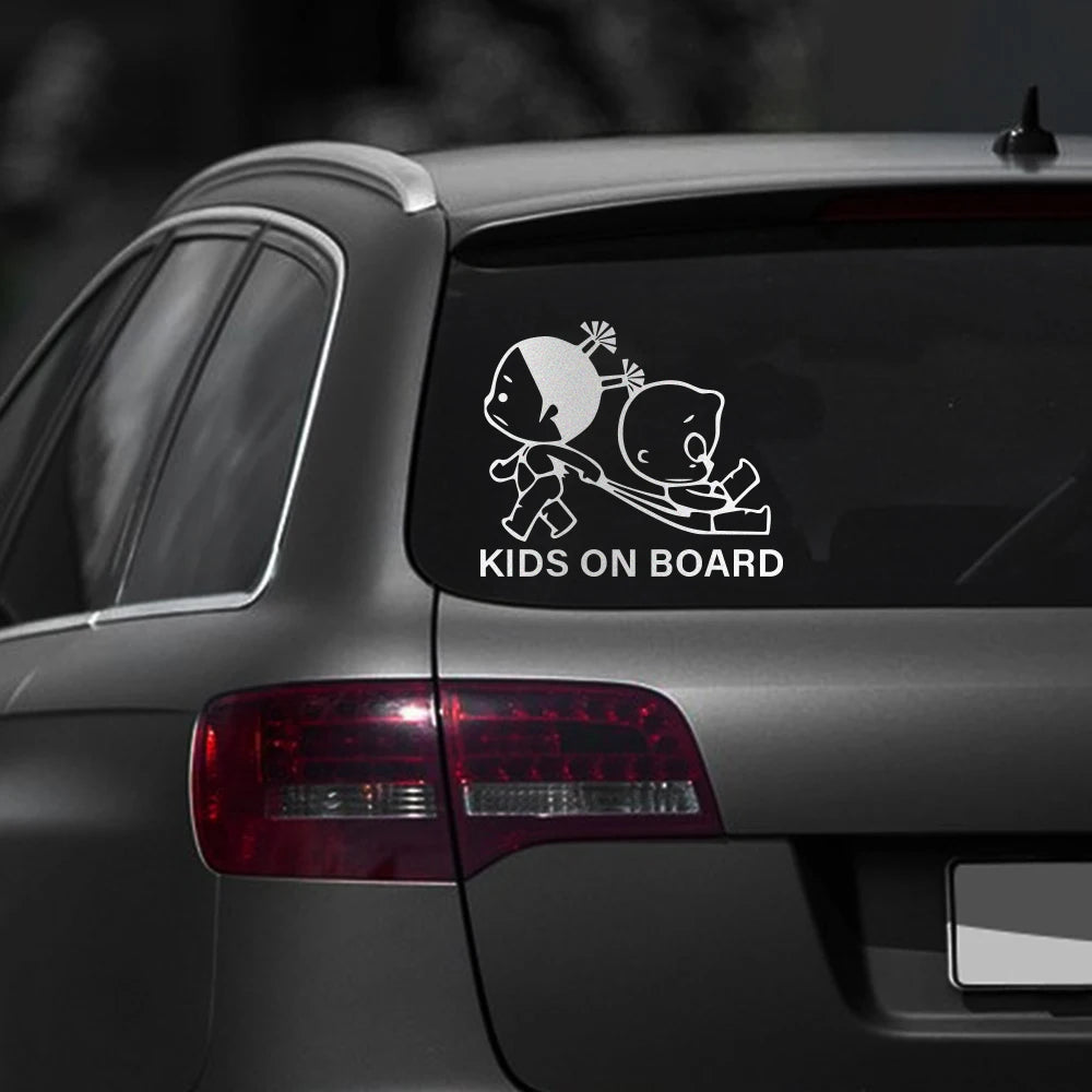 Reflective Kids On Board Safety Warning Sign Car Body Window Windshield Creative Vinyl Decal Sticker Decoration Auto Accessories