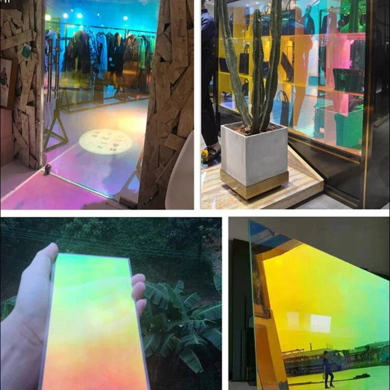 2/3/5M One Way Mirror Reflective Solar Window Film Rainbow Privacy Self-Adhesive Window Tint Heat Control Chameleon Glass Film