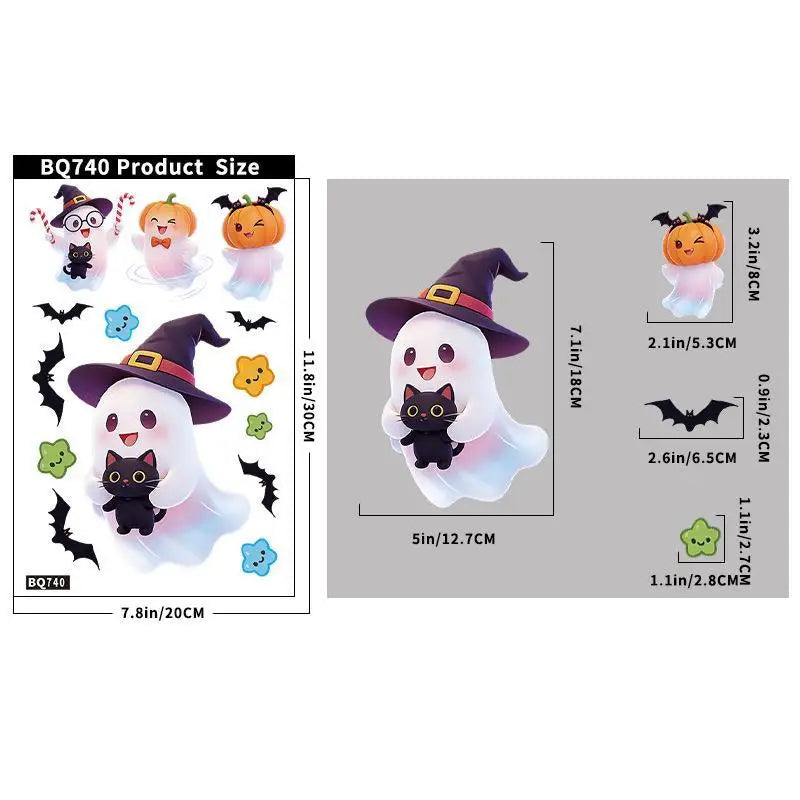 Halloween Window Clings With Ghost Pumpkin Bat Patterns Easy Peel For Home
