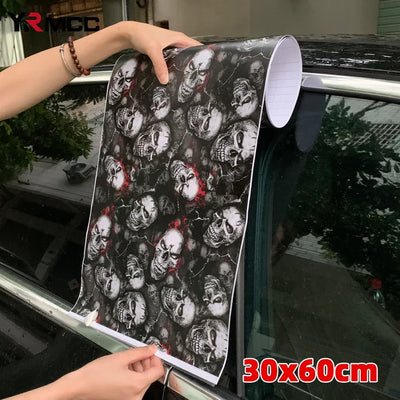 Car Exterior Stickers DIY Wrapping Skull Print Sticker Auto Body Decoration Self Adhesive Vinyl Wrap Film for Car Accessories