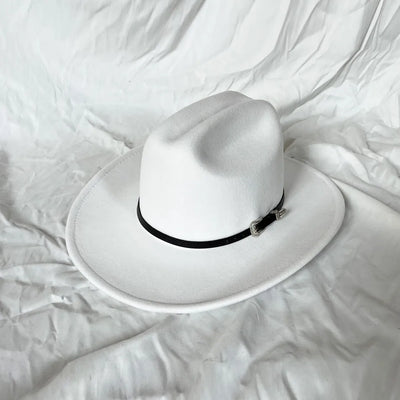 Vintage Western Cowboy Hat For Men's Gentleman Lady Jazz Cowgirl With Leather Wide Brim