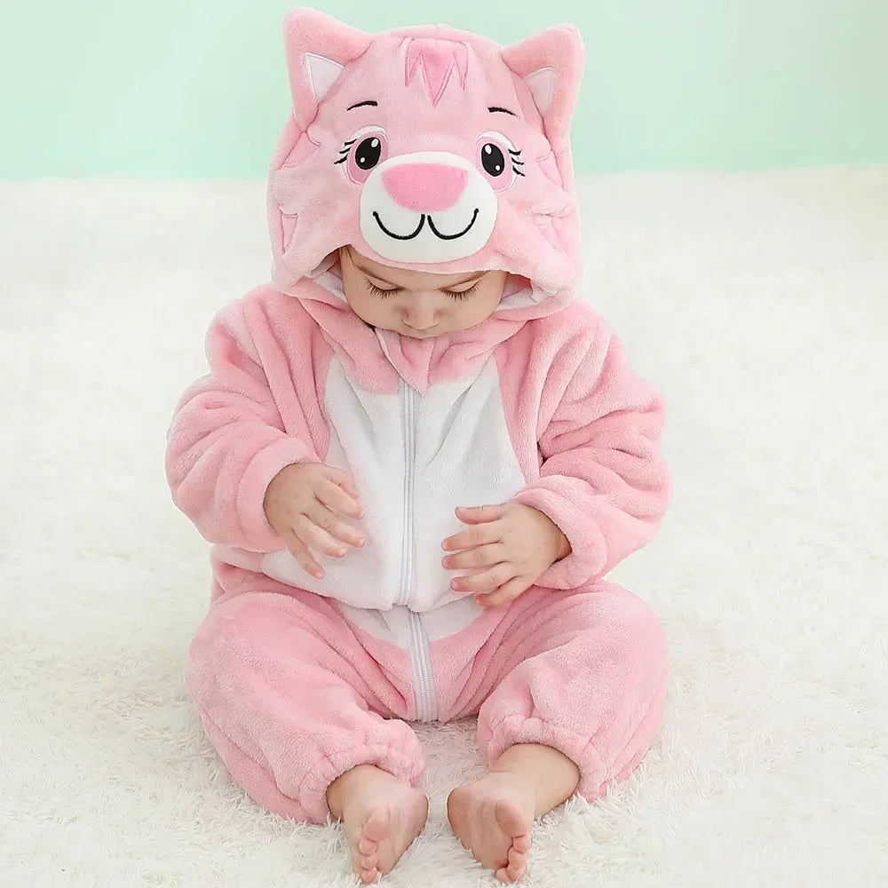 Baby Rompers Winter Costume Flannel for Girl Boy Toddler Infant Clothes Kids Overall Animals