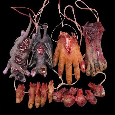 Halloween Horror Hanging Prop Fake Dead Mouse Bat Bloody Hand Feet Decor Prop Ornament