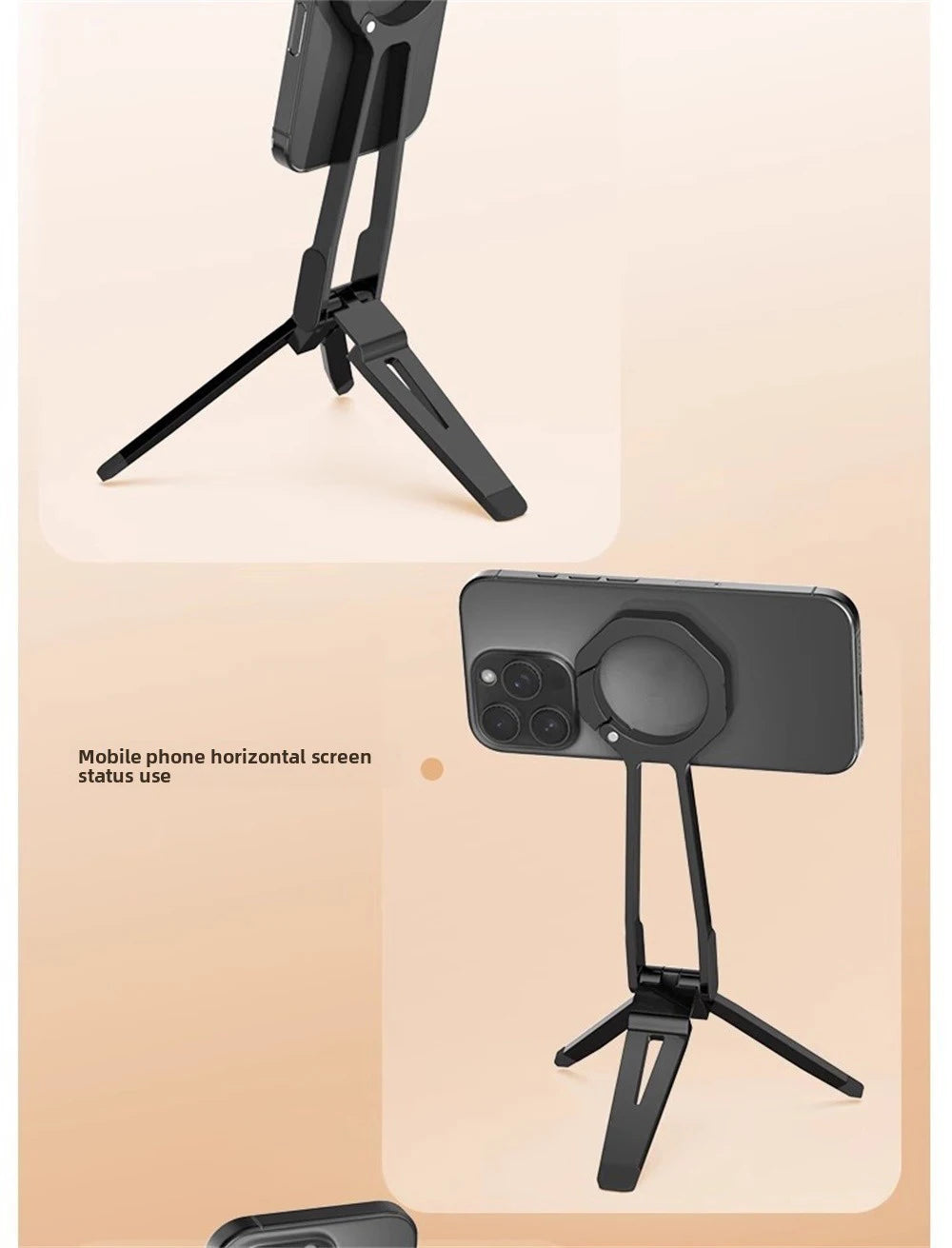 Magnetic ring alloy mobile phone holder Tripod Stand Portable Foldable Bracket Pocket Cell Phone Stand Non-slip