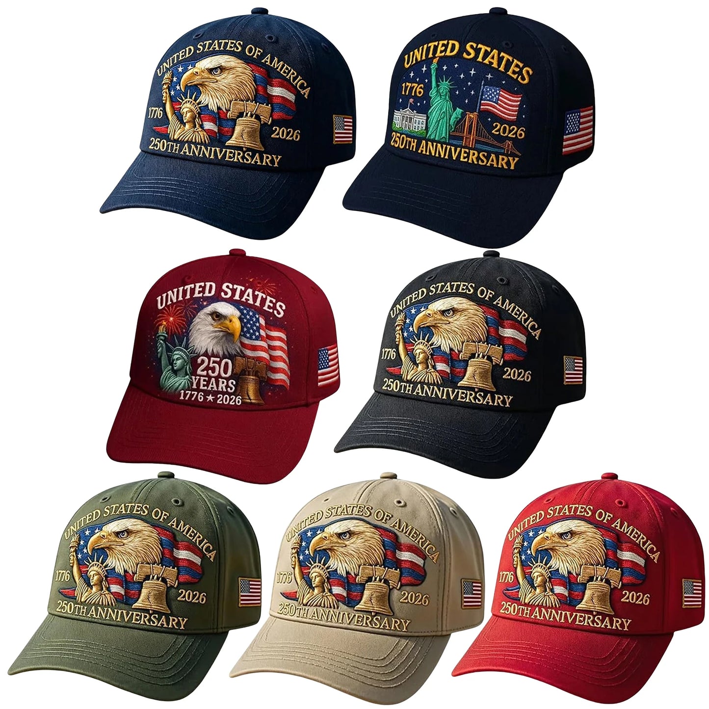 US 250th Anniversary Cap Adjustable Retro Washed Patriotic Cap US 250th Anniversary Tribute Hat Patriotic Baseball Cap for Men and Women