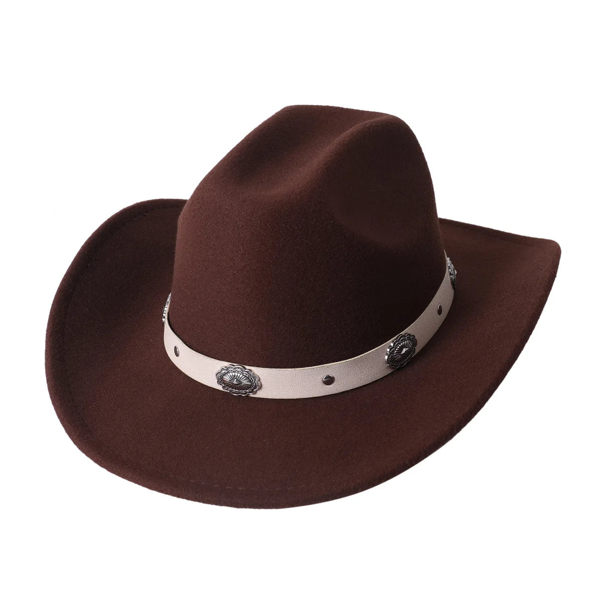 Cowboy Hat Fashion Chic Unisex Solid Color Jazz Hat With Bull Shaped Decor Western Cowboy Hats